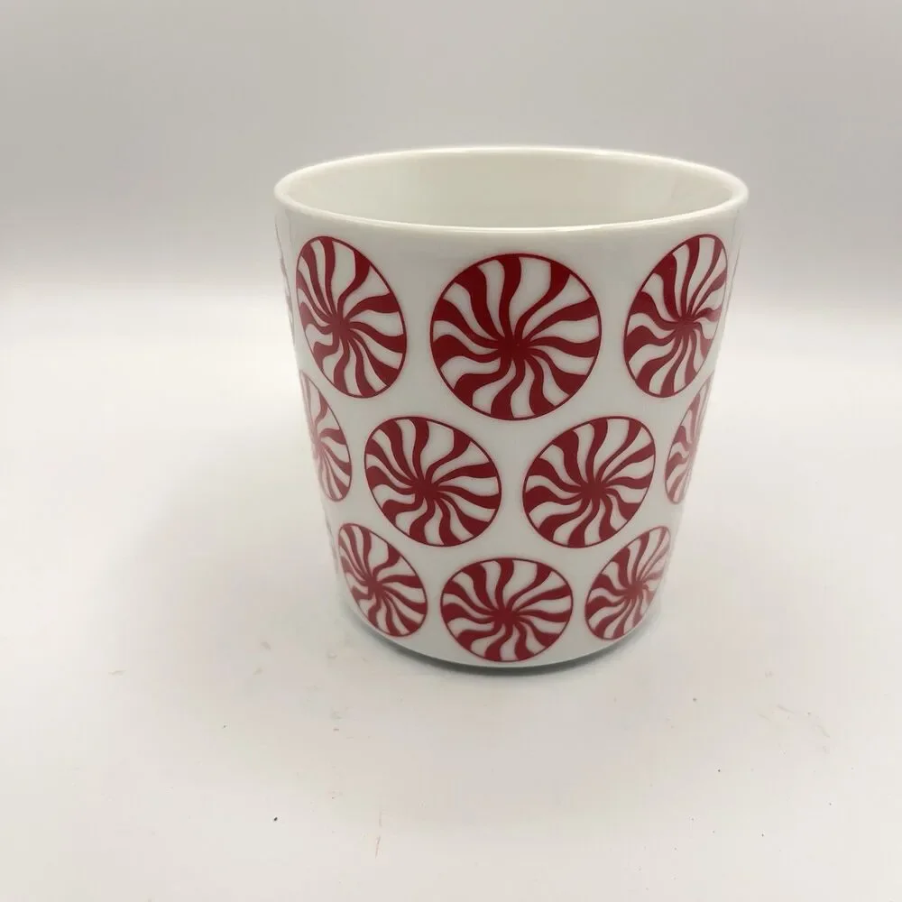 Crate & Barrel Peppermint Candy Porcelain Coffee Mug Tea Cup 16oz Holiday